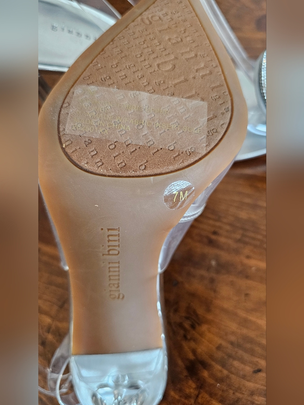 Gianni Bini Silver Clear Slingback Heels/Pumps w/Crystal Medallions Women's Sz 7 - Picture 6 of 8